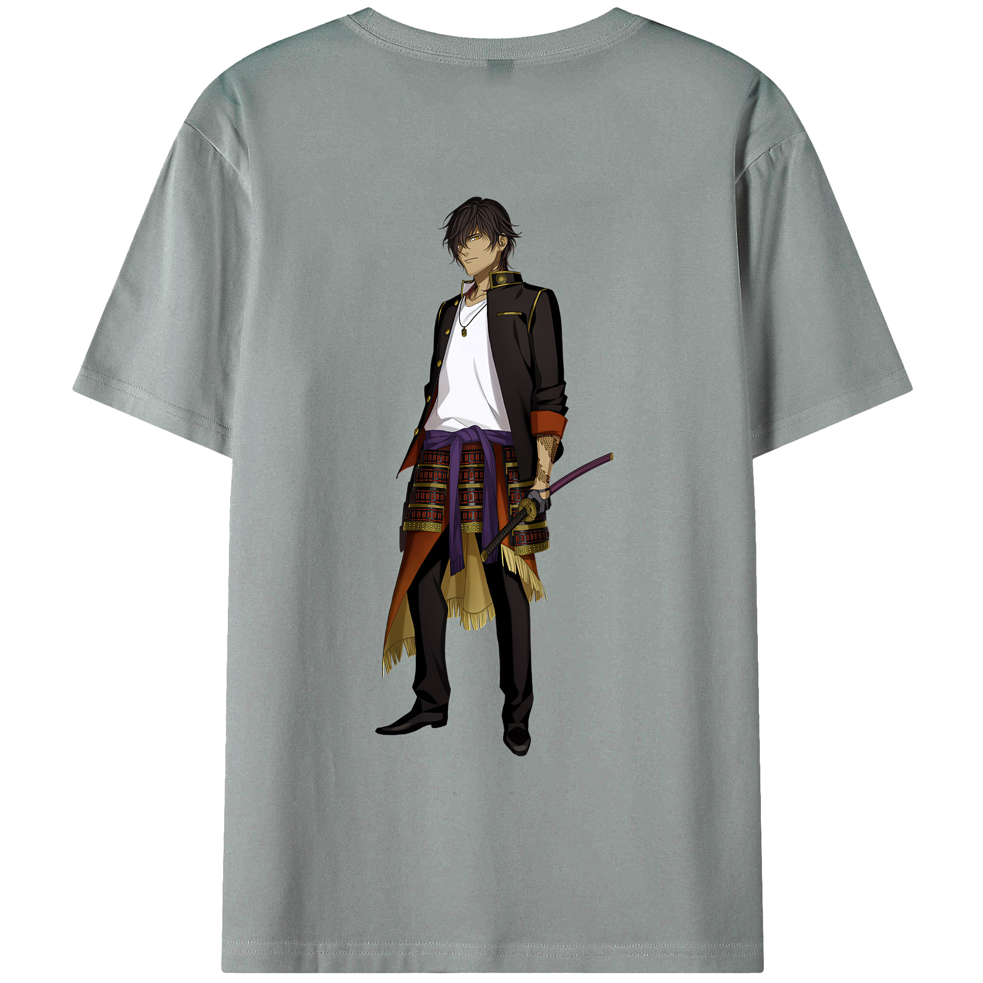 （画像用） 刀剣乱舞 Touken Ranbu 綿100％ メンズ半袖Tシャツ（バックプリント） 通気性